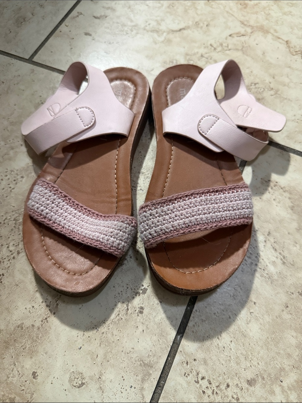 Madden Girl Light Pink Crochet Strap Sandals